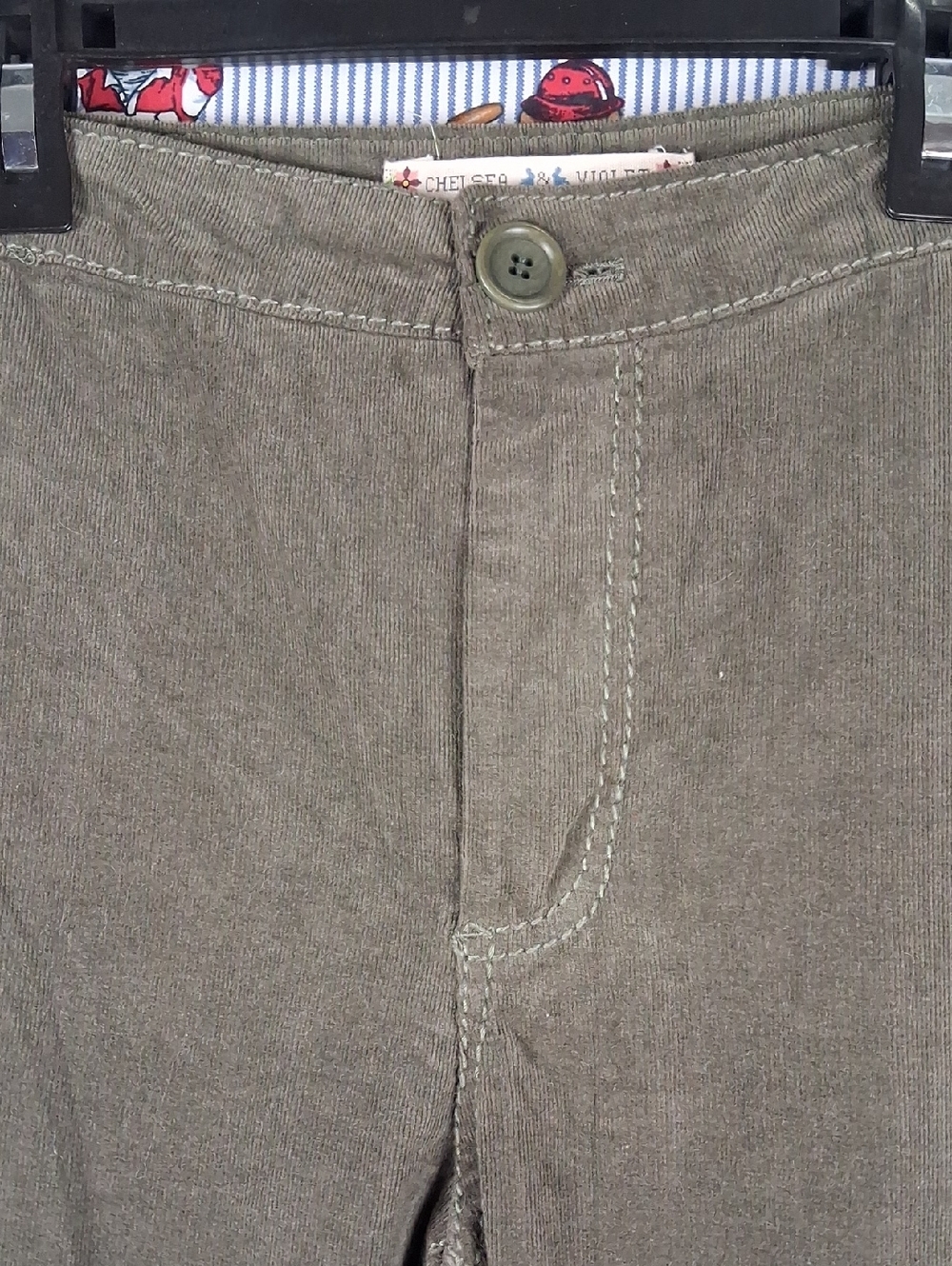 Women's High Rise Fitted Corduroy Big Bell Flare Out Olive Green Boho Pants Sz26 - Picture 5 of 7